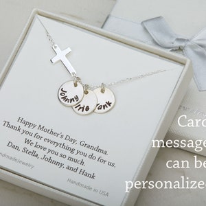 Personalized Necklace,Hand stamped cross necklace,initialed sideways cross necklace,Name Necklace,bible verse jewelry,inspirational necklace image 3