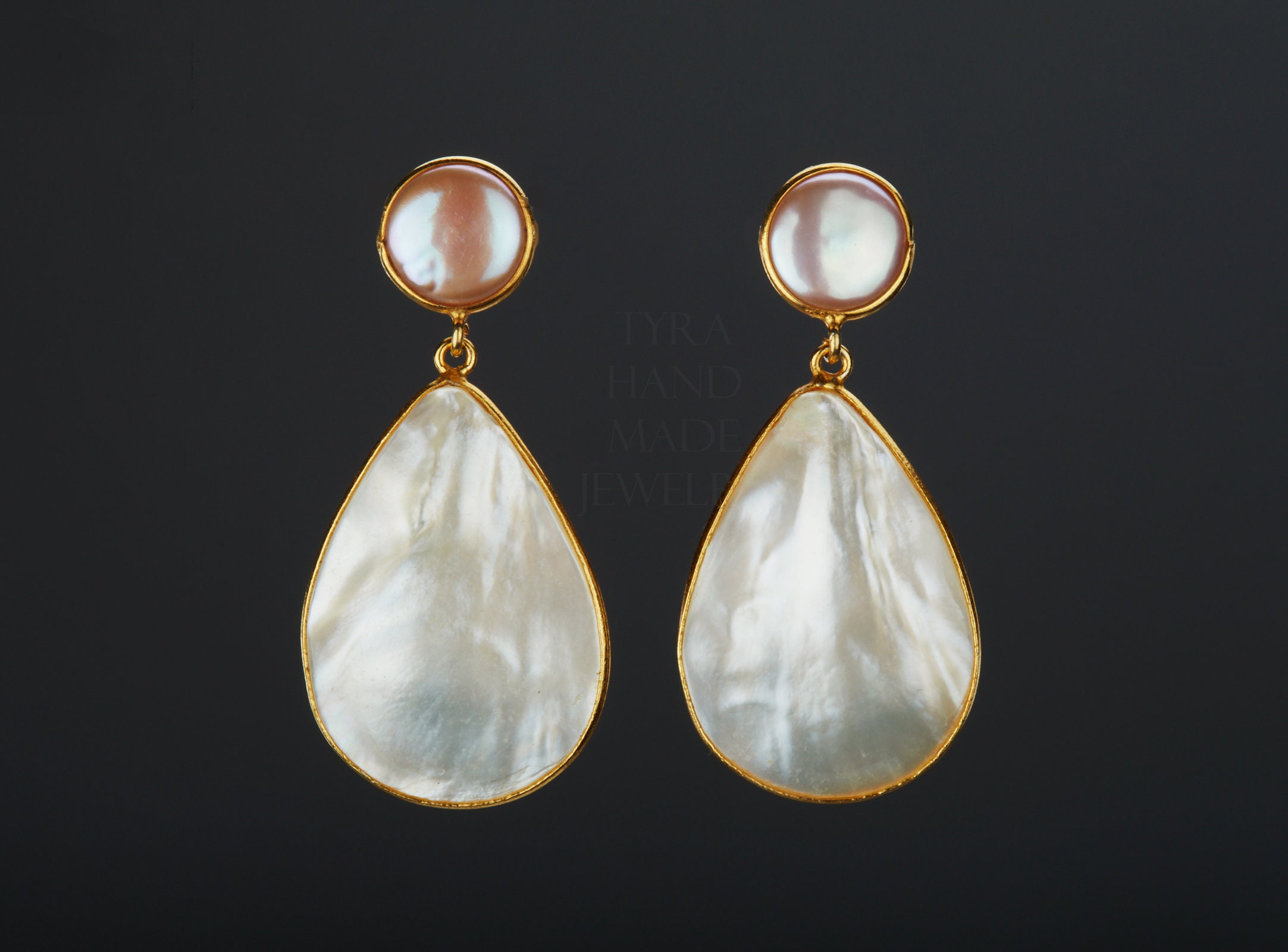 Large mother of pearl earrings discount