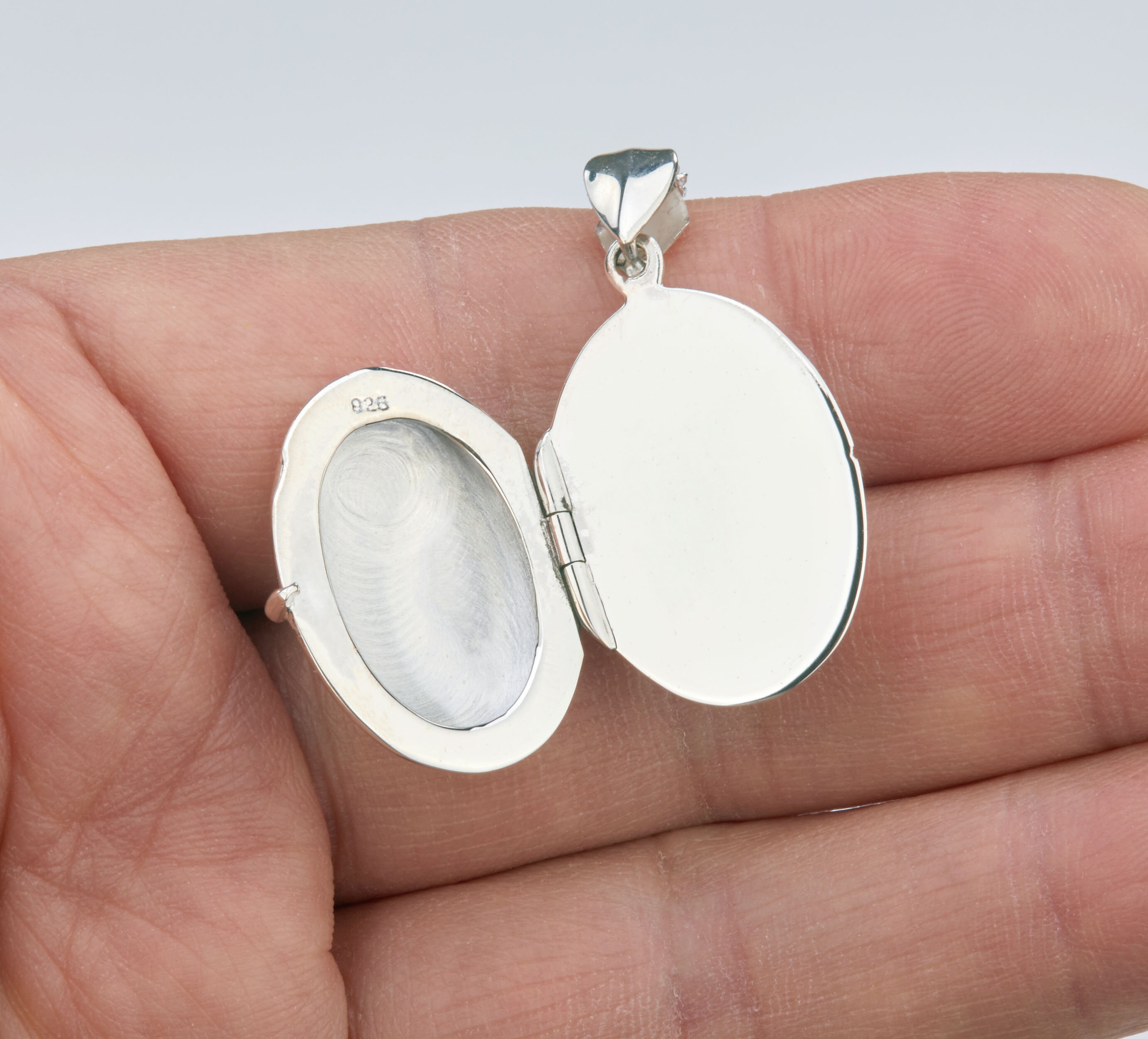 Remembrance Locket Sterling Silver Oval Cremation Urn Locket With Photo and Engraving ...