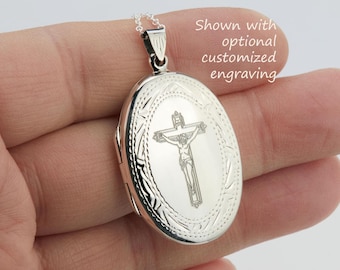 Large oval sterling silver locket with photo,Custom engraved keepsake locket,decorative border locket,memorial locket,family loss locket