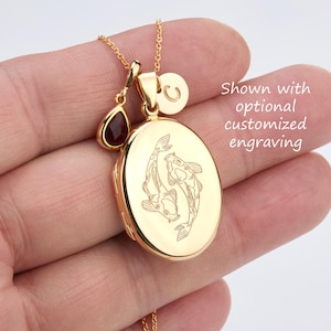Cutsom engrave oval gold plated locket with photo,custom birthstone,memorial locket,family loss locket,anniversary gift,wedding locket gift