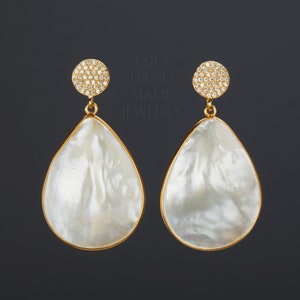 Two Tier Mother of Pearl Earrings,very Large Mother of Pearl