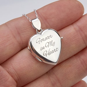 Custom engrave silver heart locket necklace with photo,Valentines heart locket,memorial remembrance locket,mothers day gift,anniversary gift