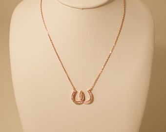 The 'Silver and Rose Gold Collection' Double Horseshoe Necklace