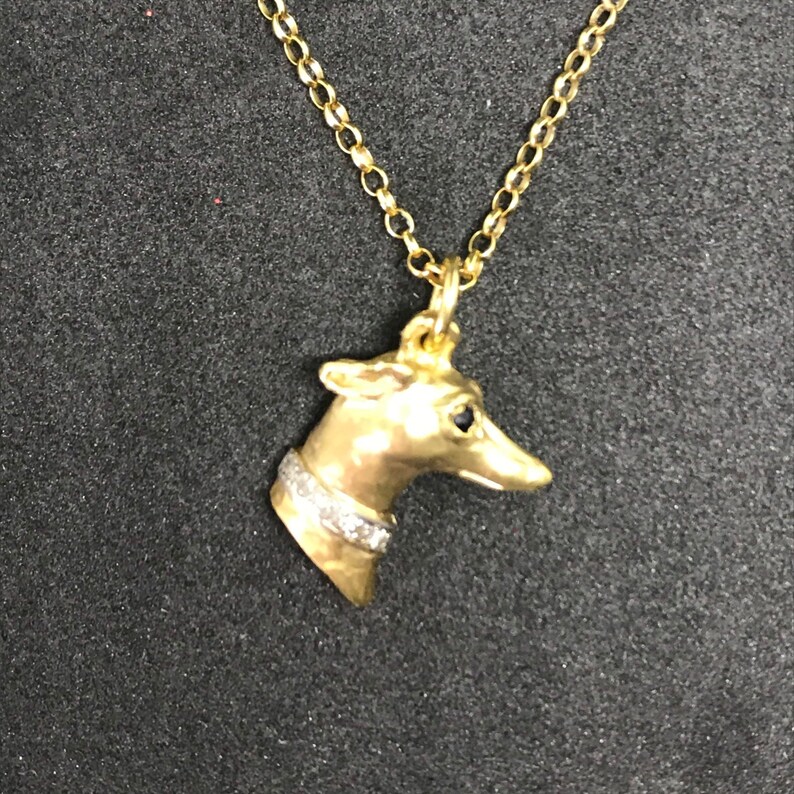 Whippet Head Necklace 9ct Gold Etsy