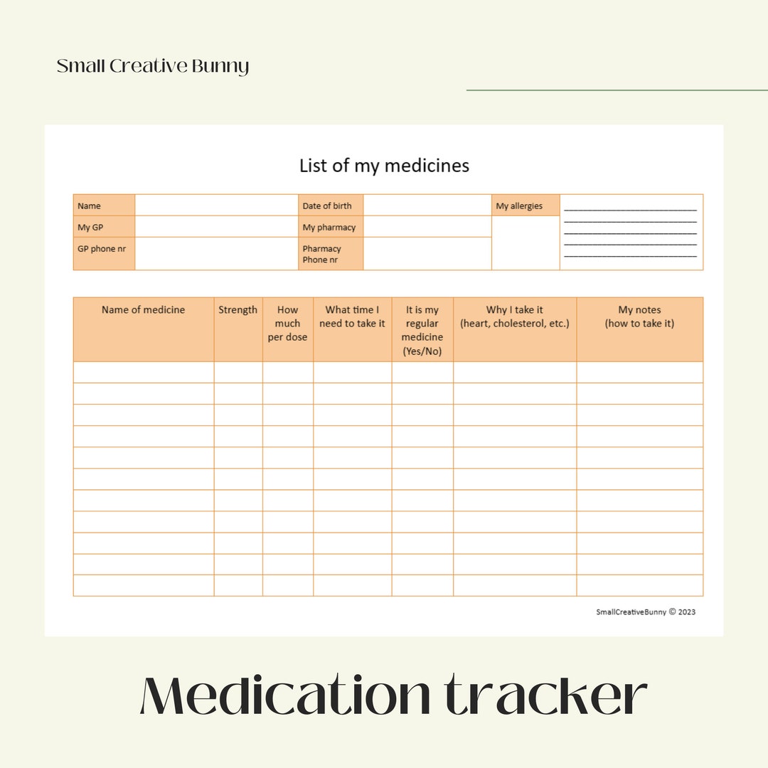 Medication Tracker, Medication Journal, Track Medicine, Track Medications, Medicine List, Track ...