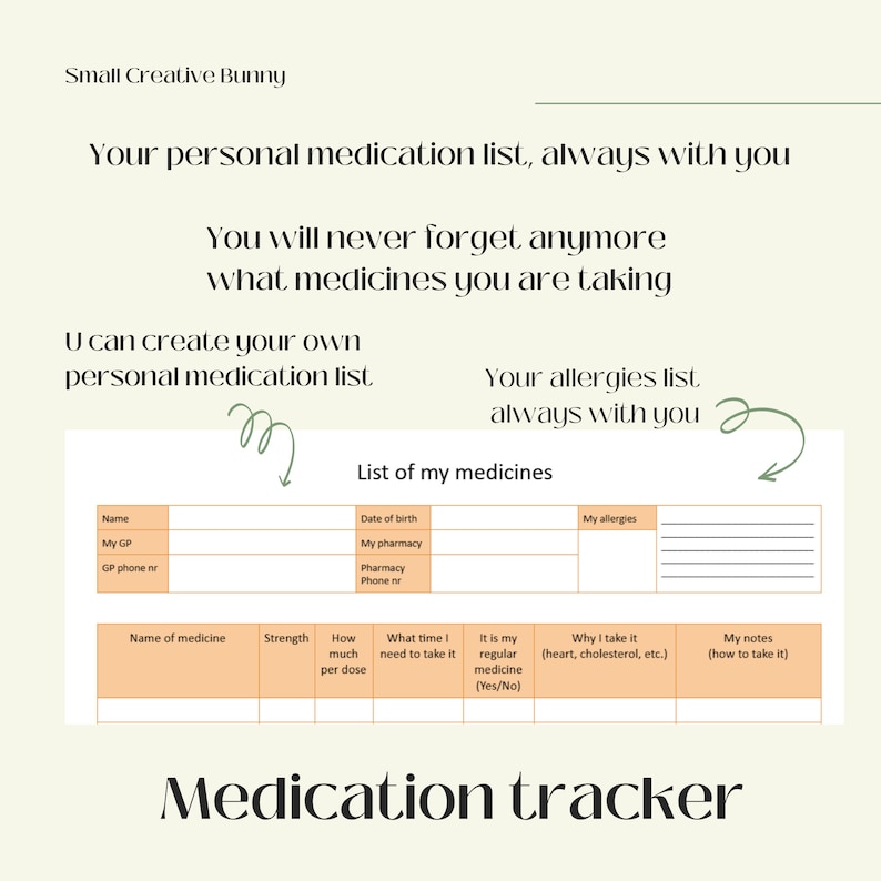 Medication Tracker, Medication Journal, Track Medicine, Track