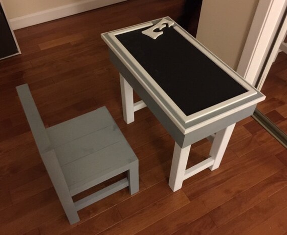 child's desk with chalkboard top