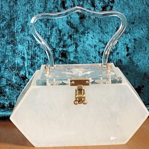 Vintage Lucite Pearlized White Box Bag