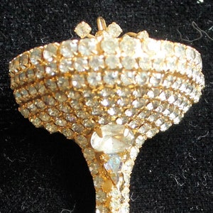 Vintage Dorothy Bauer Rhinestone Champagne Glass Brooch/Pin