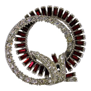 Classic 1950 Double Circle Rhinestone Brooch/Pin  Bridal Pin Rhinestone Jewelry
