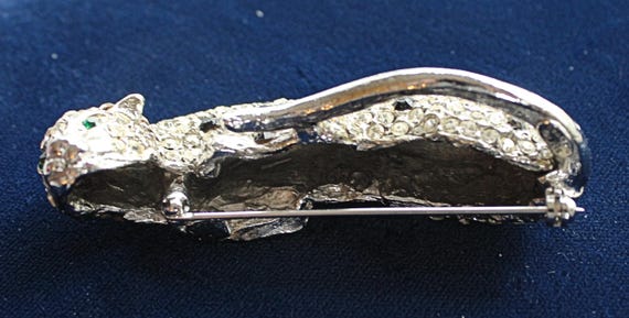 Vintage Kenneth Jay Lane Silver Rhinestone Jaguar… - image 3