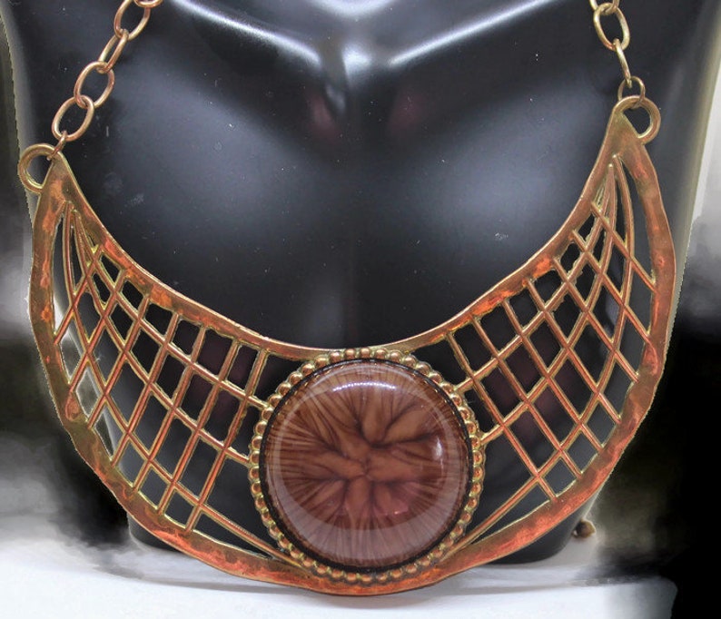 Artisan Crafted Copper Weave Necklace Vintage 1980 Statement Jewelry