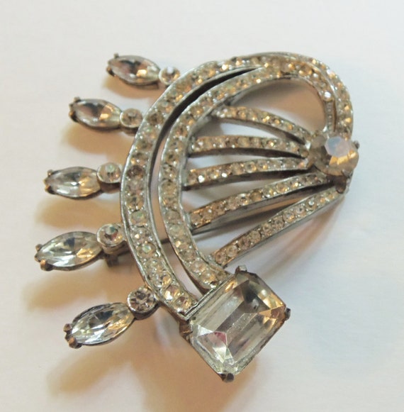 Stunning Art Deco Design Rhinestone Brooch/Pin Vi… - image 3