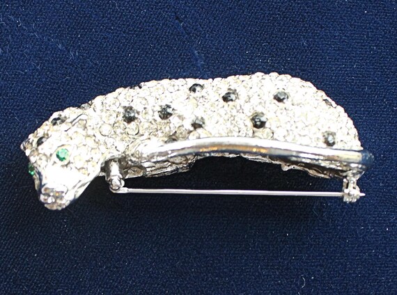 Vintage Kenneth Jay Lane Silver Rhinestone Jaguar… - image 4