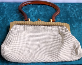 Vintage Whiting & Davis Mesh Handbag With Bakelite Handle