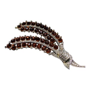 Magnificent Art Deco Large Amber Rhinestone Floral Spray Brooch/Pin Vintage 1930 Bridal Pin Art Deco Jewelry Rhinestone Jewelry
