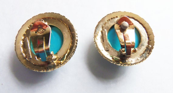 Valentino Turquoise And Rhinestone Earrings Vinta… - image 3