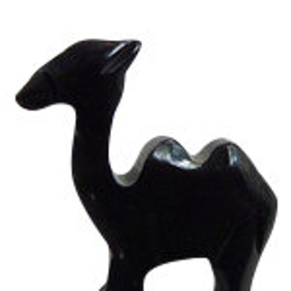 Bakelite Black Hand Carved  Camel Pin/Brooch Vint… - image 1