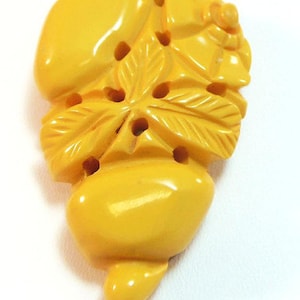 Sculpté en bakélite Floral à la main robe Vintage 1940 robe Clip fleur robe Clip de