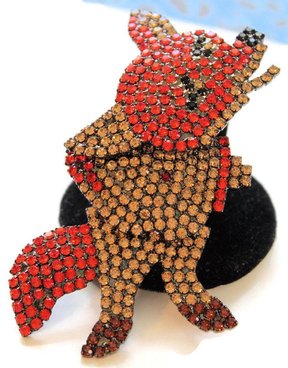 Bettina Von Walhof Rhinestone Fox Brooch/Pin