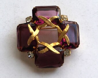 Broche Vintage L'Or Du Soir - En Cuivre Doré à L'or Fin 24 Carats - Fermoir Clip - Occasion En Très Bon état