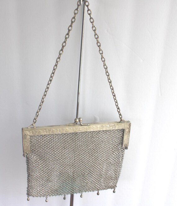 Antique German Silver Mesh Handbag/Purse - image 2