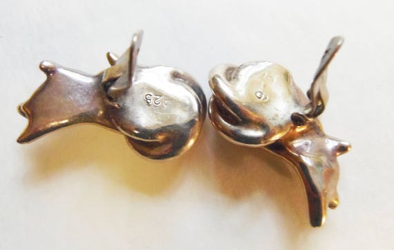 Boucles D'oreilles à Vis Argent Massif - Création Des Années 1930 - Bijou Vintage Rare