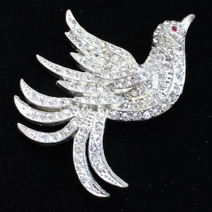 Vintage Art Deco Rhinestone Swallow Bird Brooch/Pin