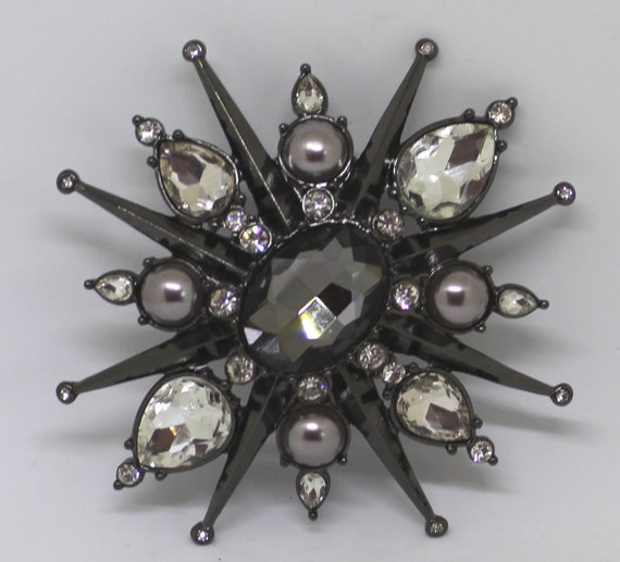 Hutton Wilkinson Starburst Brooch: Art Deco Cryst… - image 2