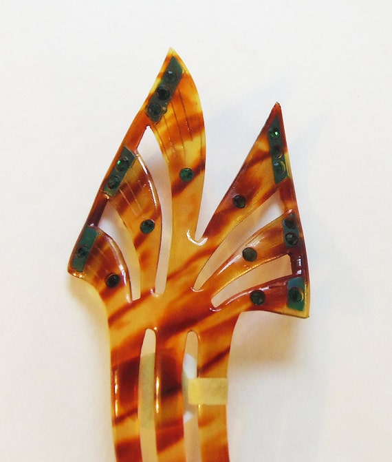 Vintage 1920 Art Deco Celluloid Wing  Hair Comb B… - image 3