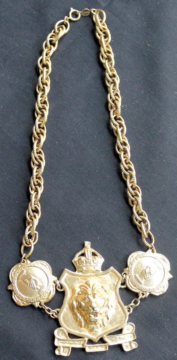 Accessocraft NY Lion Pendant Gold Tone Necklace St