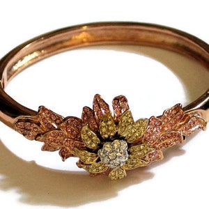Vintage  Nolan Miller Gold Plated Crystal Rhinestone Floral  Bracelet Clamper Cuff Bracelet Rare Gift For Her Bridal Bracelet