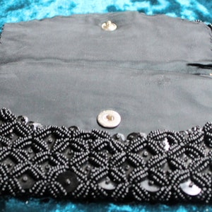 Vintage 1970 Black Sequin Clutch Evening Purse/Handbag image 3