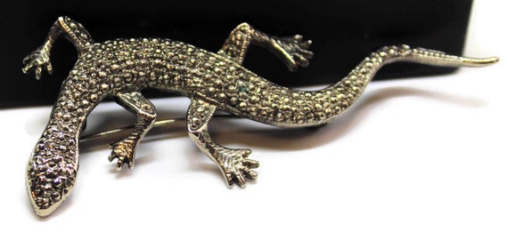 Sterling Silver Figural Lizard Pin, Vintage,Gecko… - image 2
