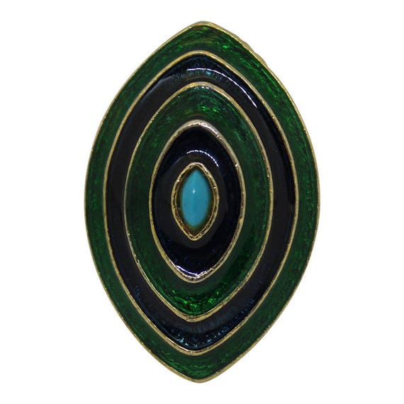 Florenza Enameled Deep Blue And Green Modernist B… - image 1