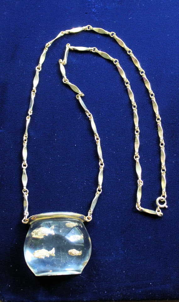 Vintage Lucite Fishbowl Statement Necklace 1950s C