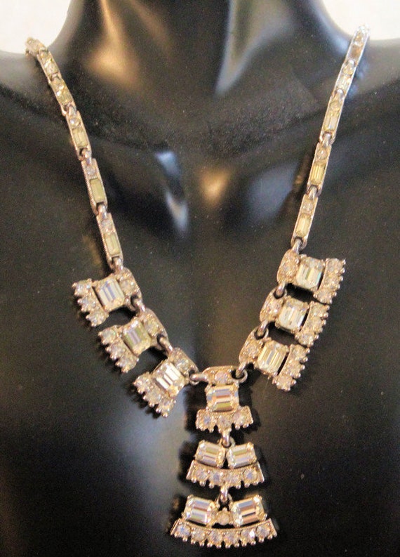 Vintage Bogoff Rhinestone Jewelry Set: Necklace, … - image 2