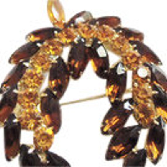 Vintage 1950 Amber Rhinestone Brooch/Pin  Rhinest… - image 1