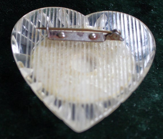Vintage Back Carved Lucite Heart With Limoges Por… - image 3