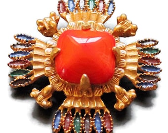 Jahrgang 1973 Castlecliff Aztec Design Brosche/Pin von Larry Vrba