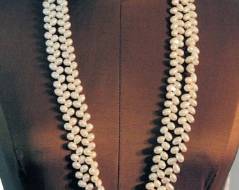 Magnificent Long Single Strand Of White Freshwater Pearls Bridal Necklace Statement Jewelry