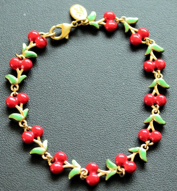Joan Rivers Vintage Enamel Cherry Bracelet