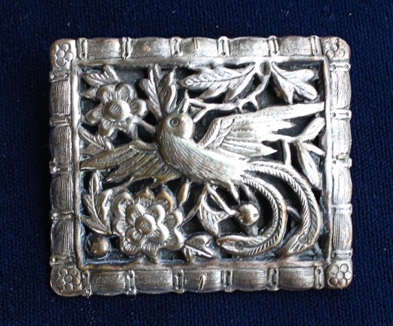 Vintage Antique signed China Bird Brooch /Pin