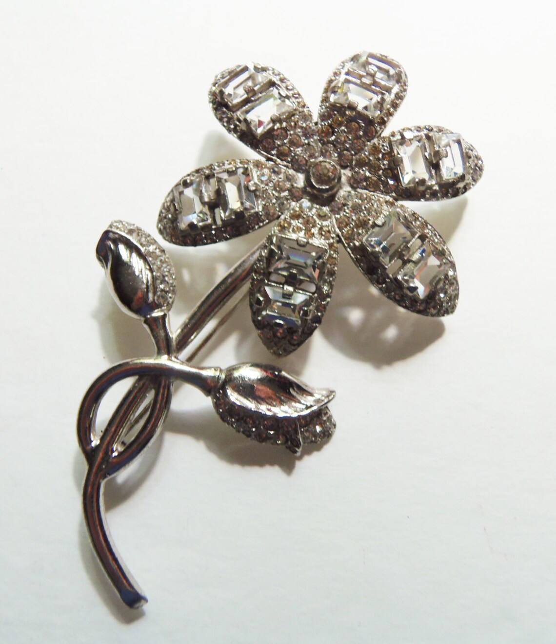 Vintage-Style Orchid Rhinestone Brooch – Luxury Women's Jewelry For Special Occasions 2 thumbnail image