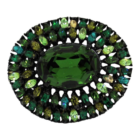 Hollycraft Large Green Rhinestone Brooch/pin Vintage 1950