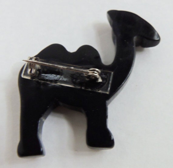 Bakelite Black Hand Carved  Camel Pin/Brooch Vint… - image 3