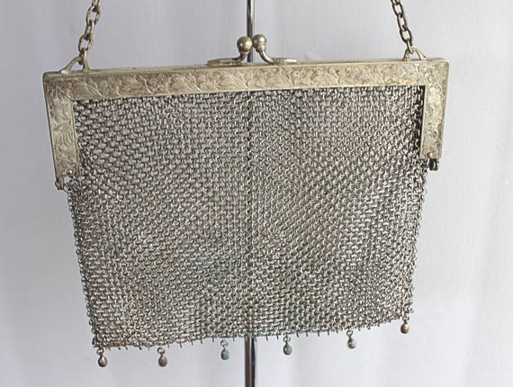Antique German Silver Mesh Handbag/Purse - image 3