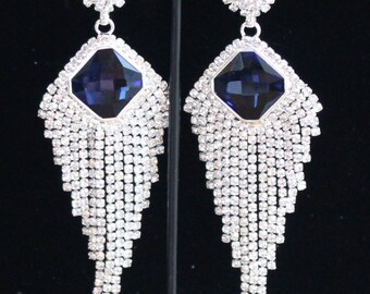 Dazzling Glittering  Glass Rhinestone Drop Earrings