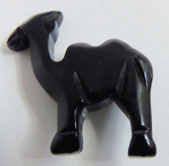 Bakelite Black Hand Carved  Camel Pin/Brooch Vint… - image 2